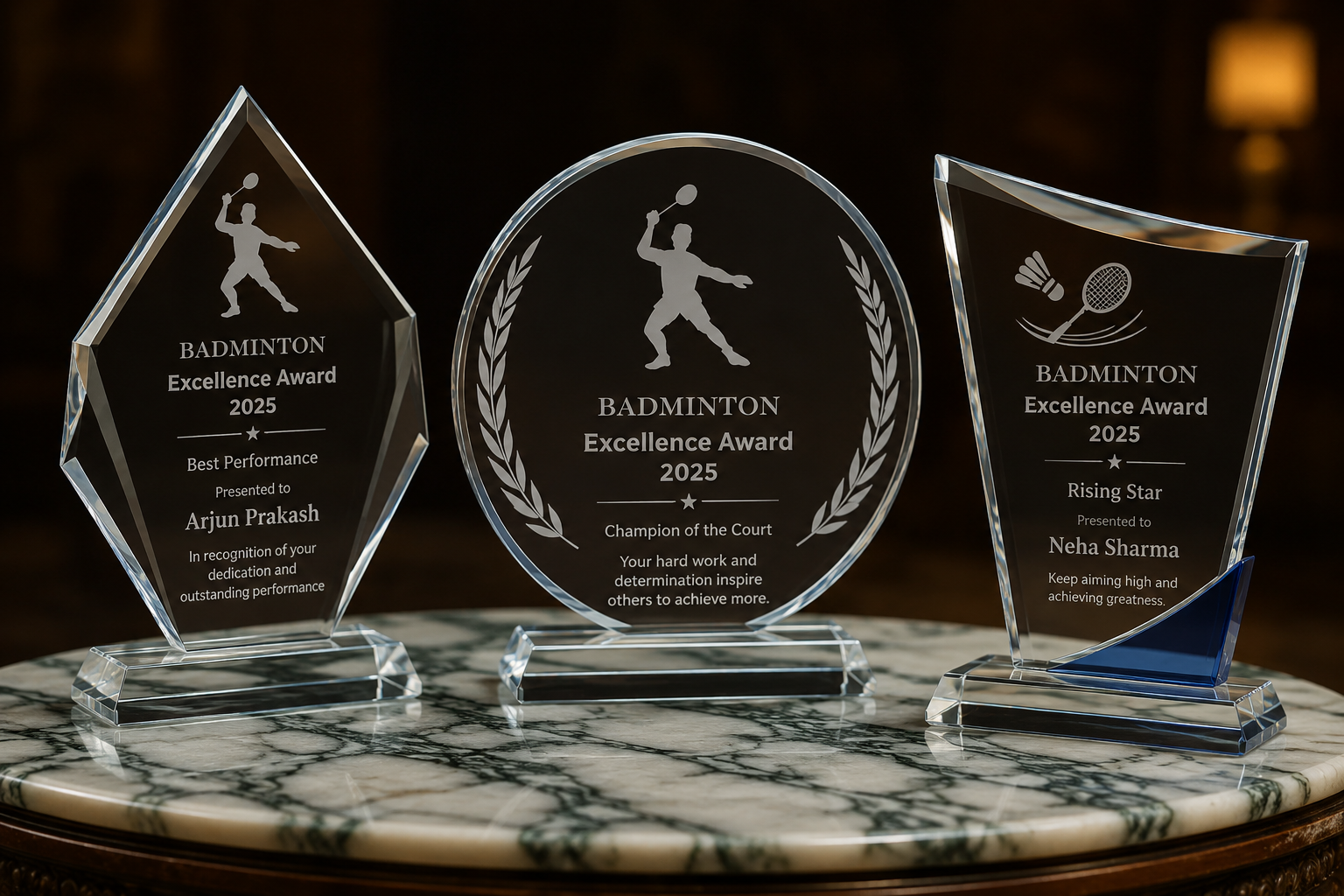 Laser engraved awards